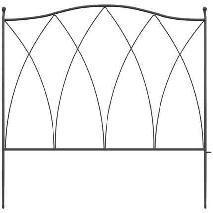 Set of 5 Rustproof Metal Garden Fence Panels 305x62 cm - Black