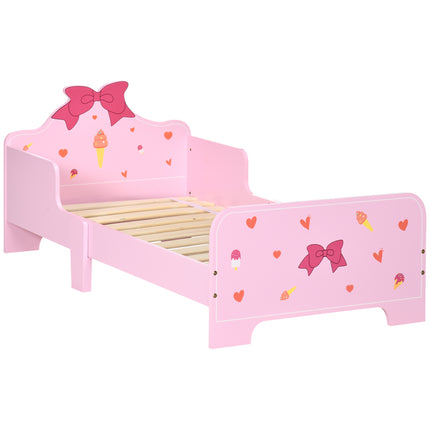Toddler Bed with Safety Side Rails Pink Princess Design - Pink