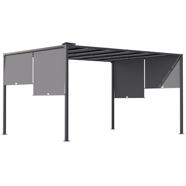3(m) x 4m Metal Pergola with LED Lights, Outdoor Garden Pergola with Sliding Roo