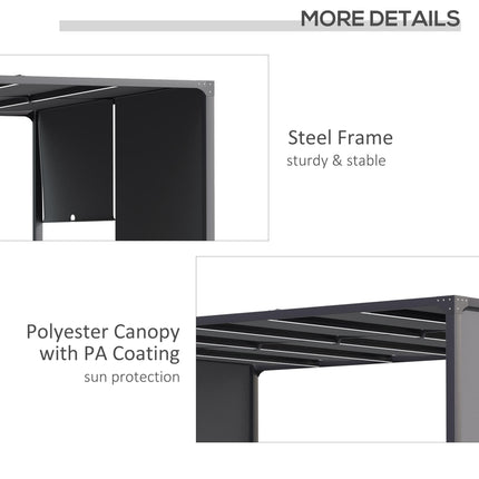3(m) x 4m Metal Pergola with LED Lights, Outdoor Garden Pergola with Sliding Roo