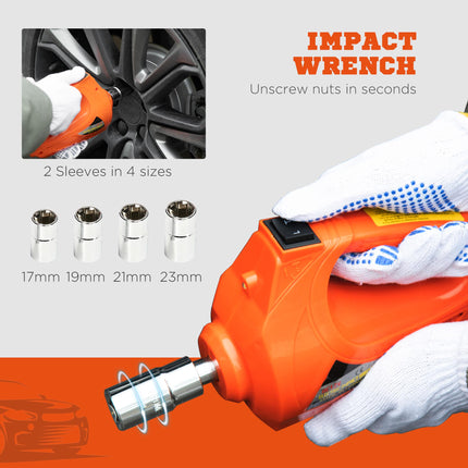 5 Ton 12V Electric Car Jack Kit with Impact Wrench and Tire Lift 15.5-45cm for Car SUV Sedan MPV - Orange