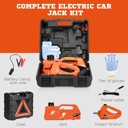 5 Ton 12V Electric Car Jack Kit with Impact Wrench and Tire Lift 15.5-45cm for Car SUV Sedan MPV - Orange