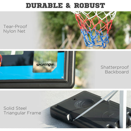 2.6-3.1m Adjustable Basketball Hoop and Basketball Stand w/ Backboard and Weight