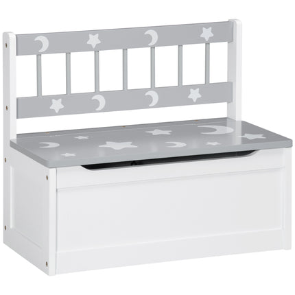 2-in-1 Wooden Toy Box and Storage Bench with Safety Rod - Grey