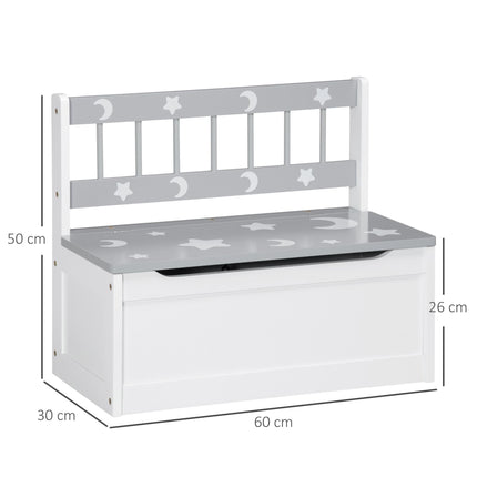 2-in-1 Wooden Toy Box and Storage Bench with Safety Rod - Grey