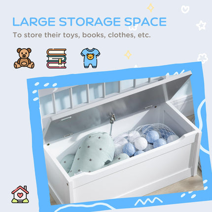 2-in-1 Wooden Toy Box and Storage Bench with Safety Rod - Grey