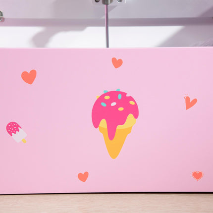 2-in-1 Wooden Toy Box and Storage Bench with Safety Rod - Pink