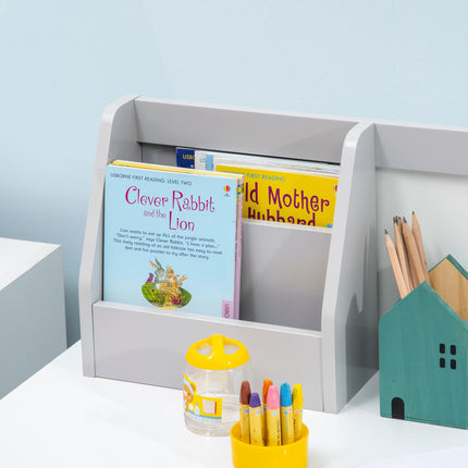 2 Piece Kids Table and Chair Set with Whiteboard and Storage - Grey