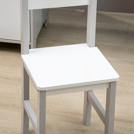 2 Piece Kids Table and Chair Set with Whiteboard and Storage - Grey