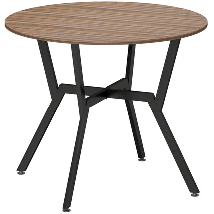 Dining Room Table 90 x 76 cm with Black Legs and Anti-slip Foot Pads - Brown