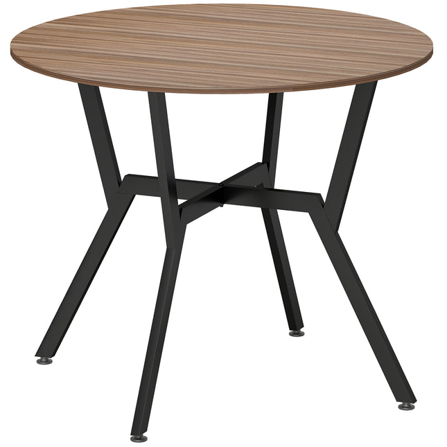 Dining Room Table 90 x 76 cm with Black Legs and Anti-slip Foot Pads - Brown