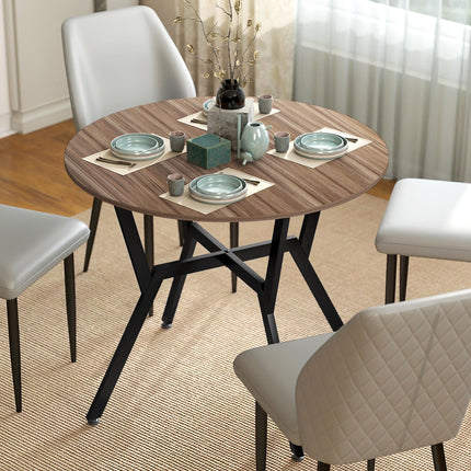 Dining Room Table 90 x 76 cm with Black Legs and Anti-slip Foot Pads - Brown