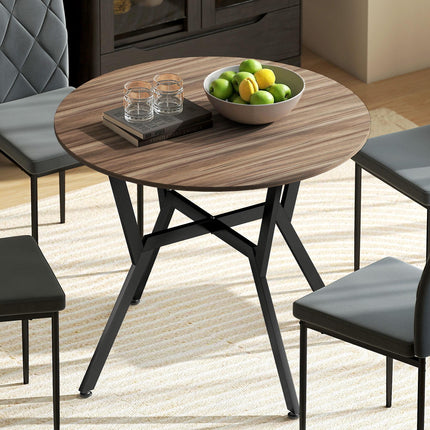 Dining Room Table 90 x 76 cm with Black Legs and Anti-slip Foot Pads - Brown