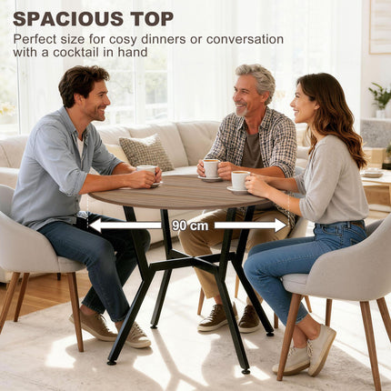 Dining Room Table 90 x 76 cm with Black Legs and Anti-slip Foot Pads - Brown