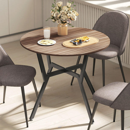 Dining Room Table 90 x 76 cm with Black Legs and Anti-slip Foot Pads - Brown