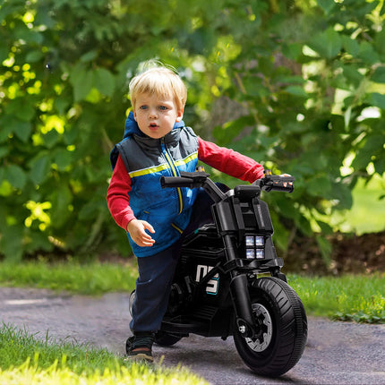 Kids Electric Motorbike with Siren, Horn, Headlights & Training Wheels for Ages 3-5 Years - Black
