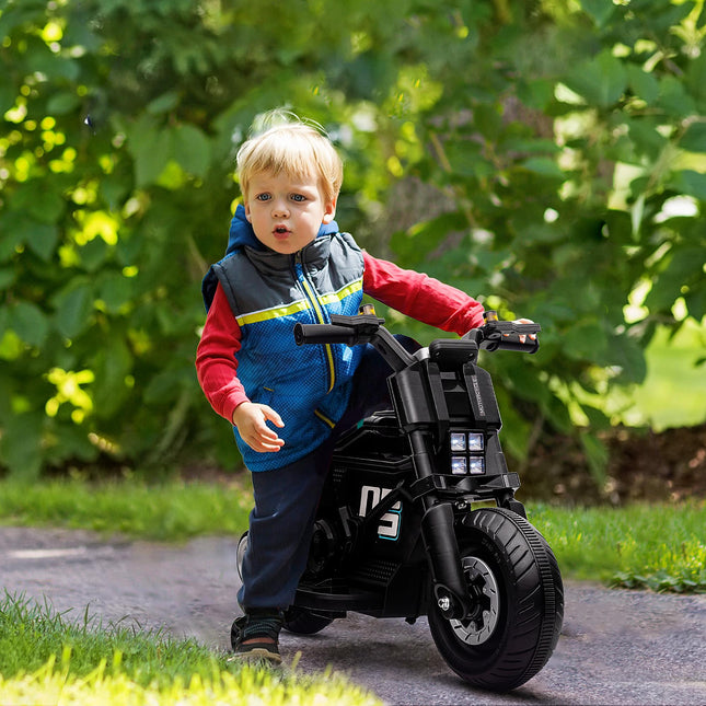 Kids Electric Motorbike with Siren, Horn, Headlights & Training Wheels for Ages 3-5 Years - Black