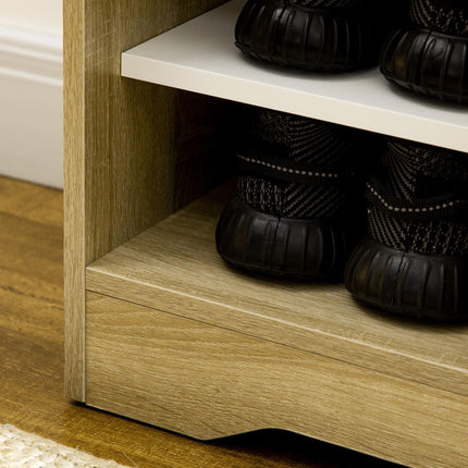 Shoe Storage Organizer with Double Doors and Open Shelves for 13 Pairs - Natural & White
