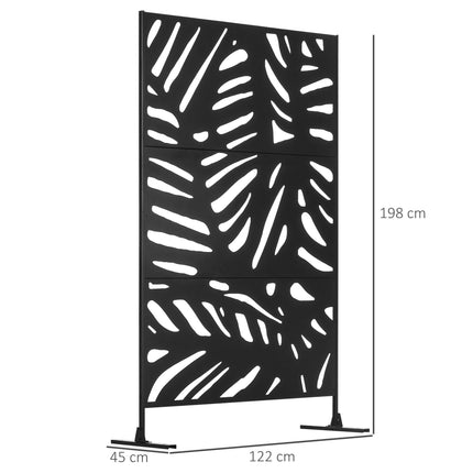 6.5FT Freestanding Metal Garden Privacy Screen with Stand - Black
