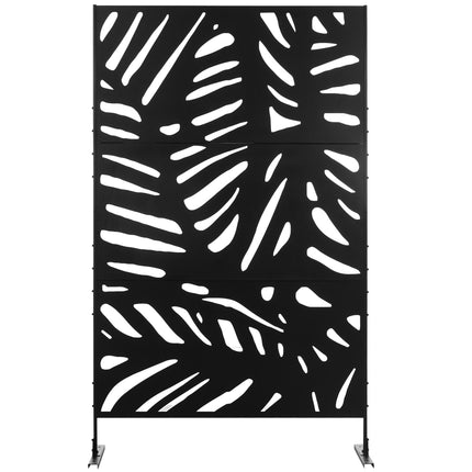 6.5FT Freestanding Metal Garden Privacy Screen with Stand - Black