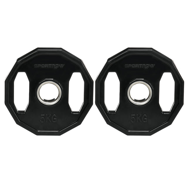 Olympic Weight Plates Set, Metal and Rubber Bumper Plates Weights Discs with 2"/5cm Holes, for Home Gym Weight Lifting Strength Training, 2 x 5kg, Black