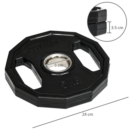 Olympic Weight Plates Set, Metal and Rubber Bumper Plates Weights Discs with 2"/5cm Holes, for Home Gym Weight Lifting Strength Training, 2 x 5kg, Black