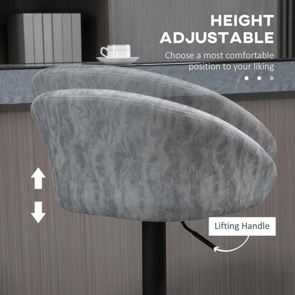 Set of 2 Modern Adjustable Bar Stools with Swivel and Footrest - Light Grey