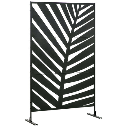 6.5 Foot Metal Privacy Screen with Stand and Ground Stakes - Black