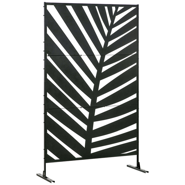 6.5 Foot Metal Privacy Screen with Stand and Ground Stakes - Black