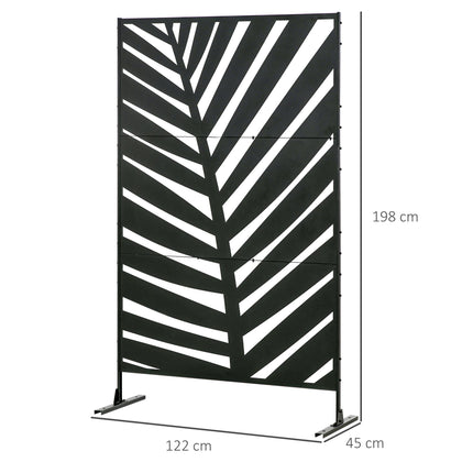 6.5 Foot Metal Privacy Screen with Stand and Ground Stakes - Black