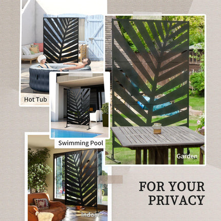 6.5 Foot Metal Privacy Screen with Stand and Ground Stakes - Black