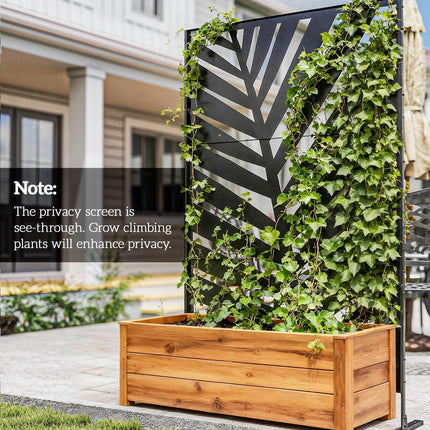 6.5 Foot Metal Privacy Screen with Stand and Ground Stakes - Black