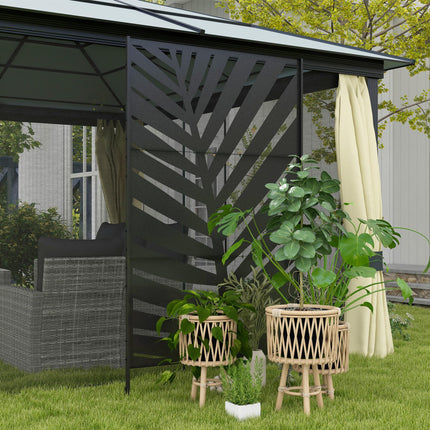 6.5 Foot Metal Privacy Screen with Stand and Ground Stakes - Black