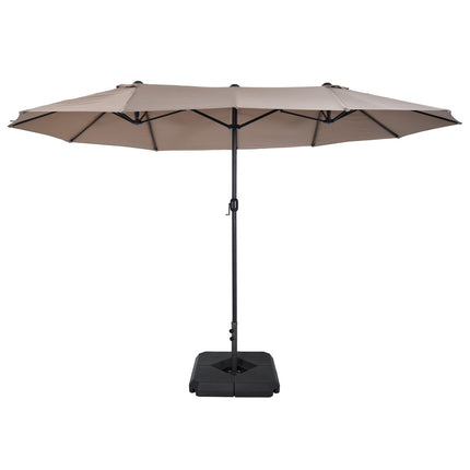 4.6m Double Canopy Garden Parasol with Weighted Base - Tan