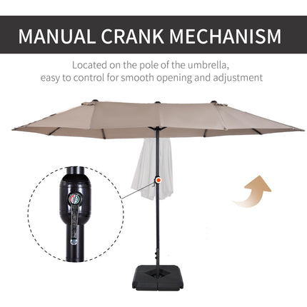 4.6m Double Canopy Garden Parasol with Weighted Base - Tan
