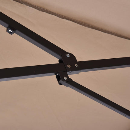 4.6m Double Canopy Garden Parasol with Weighted Base - Tan