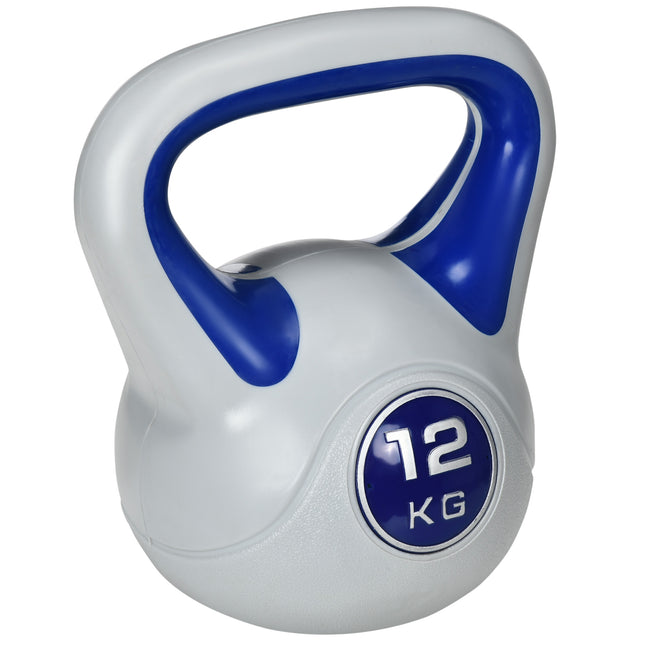 Kettlebell, 12kg Kettle Bells with Handle for Home Gym Weight Lifting and Strength Training, Dark Blue and Grey
