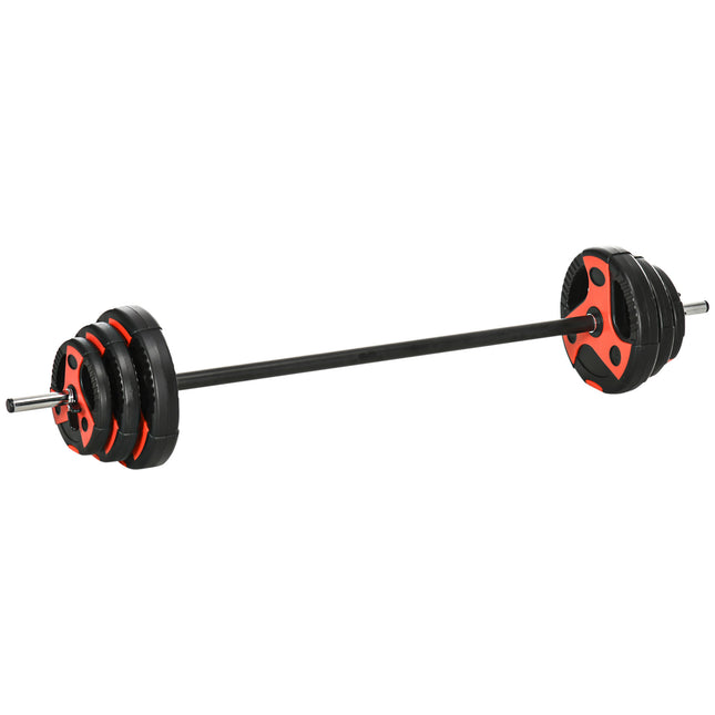 20kg Adjustable Barbell Weight Set for Home Gym Strength Training - Black and Red