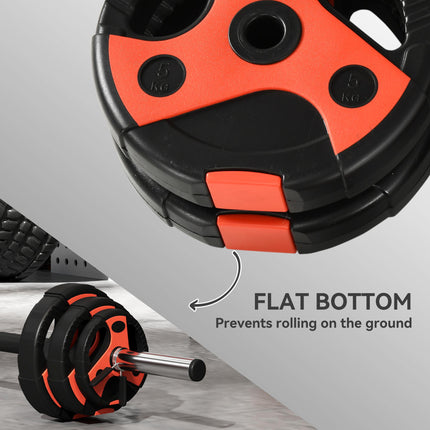 20kg Adjustable Barbell Weight Set for Home Gym Strength Training - Black and Red