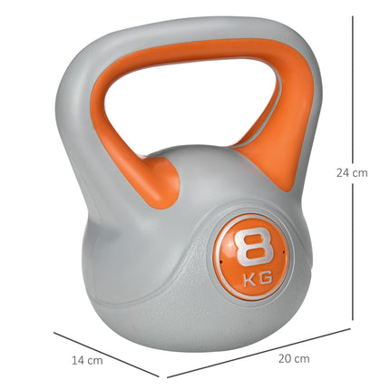 Kettlebell, 8kg Kettle Bells with Handle for Home Gym Weight Lifting and Strength Training, Orange and Grey