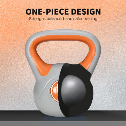 Kettlebell, 8kg Kettle Bells with Handle for Home Gym Weight Lifting and Strength Training, Orange and Grey