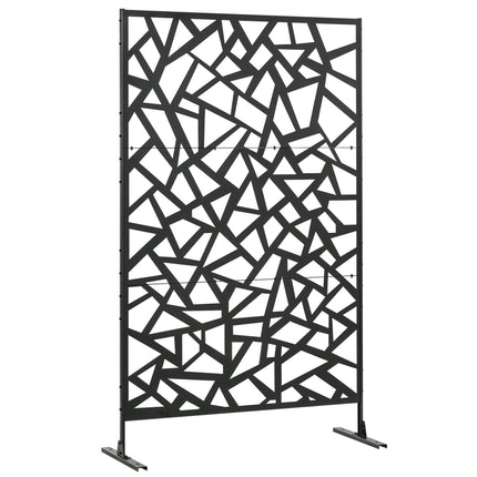 Freestanding Metal Garden Partition Screen with Expansion Screws 198x122cm - Black