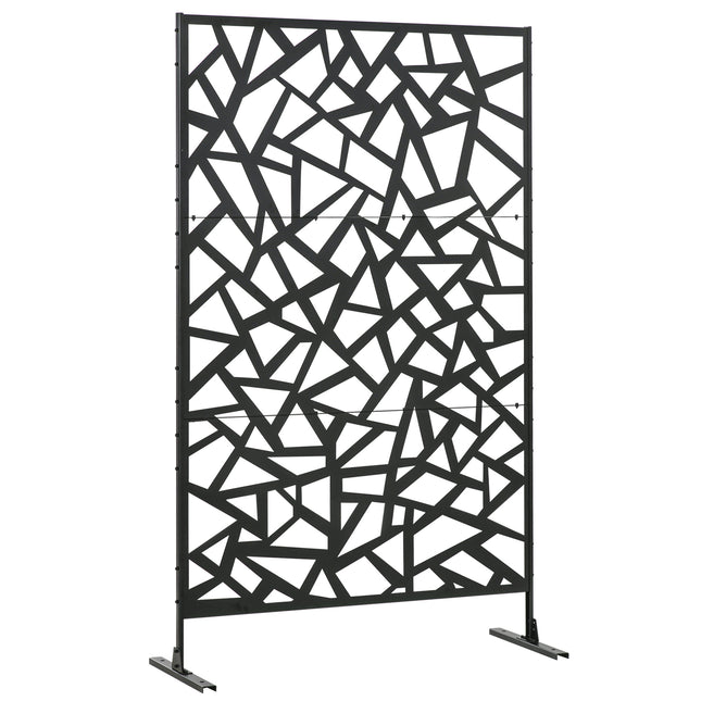 Freestanding Metal Garden Partition Screen with Expansion Screws 198x122cm - Black