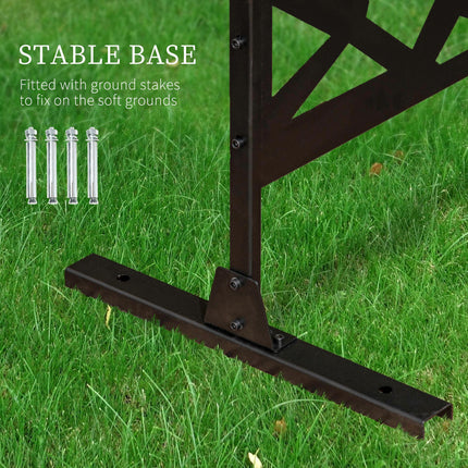 Freestanding Metal Garden Partition Screen with Expansion Screws 198x122cm - Black