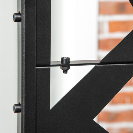 Freestanding Metal Garden Partition Screen with Expansion Screws 198x122cm - Black