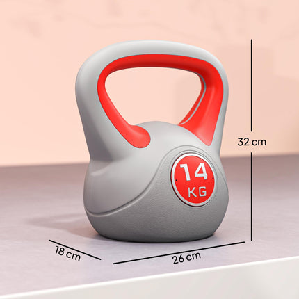 Kettlebell, 14kg Kettle Bells with Handle for Home Gym Weight Lifting and Strength Training, Red and Grey