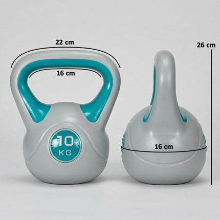 Kettlebell, 10kg Kettle Bells with Handle for Home Gym Weight Lifting and Strength Training, Light Blue and Grey