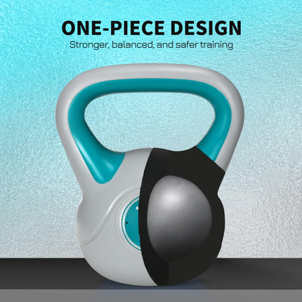 Kettlebell, 10kg Kettle Bells with Handle for Home Gym Weight Lifting and Strength Training, Light Blue and Grey