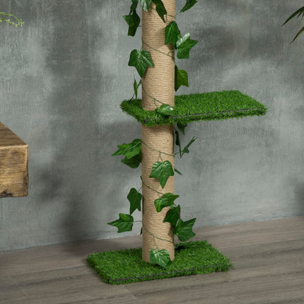 Adjustable 202-242cm Floor to Ceiling Cat Tree with Anti-Slip Kit Multi-Layer Activity Center - Green