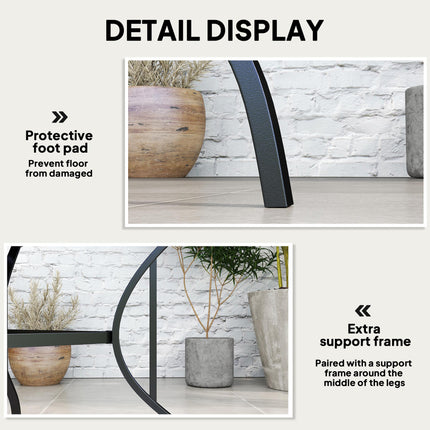 4 Seater Outdoor Steel Dining Table with Parasol Hole - Black